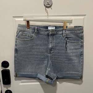 Rhinestone Embellished Boyfriend Fit Jean Short - 5.5" Inseam